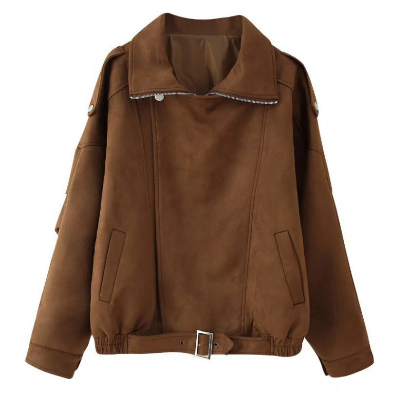 2025 Women’s Fashion Casual Biker Jacket – Short Zip-Up Outerwear