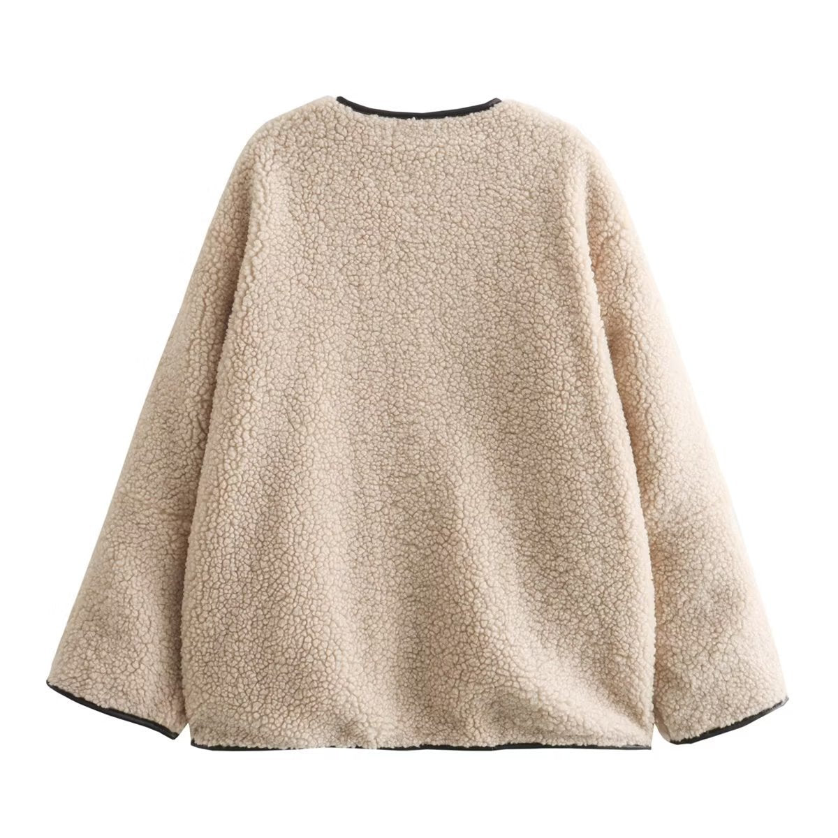 Women’s Fleece Cardigan Jacket – Autumn Winter Loose Fit Sherpa Open Front Coat