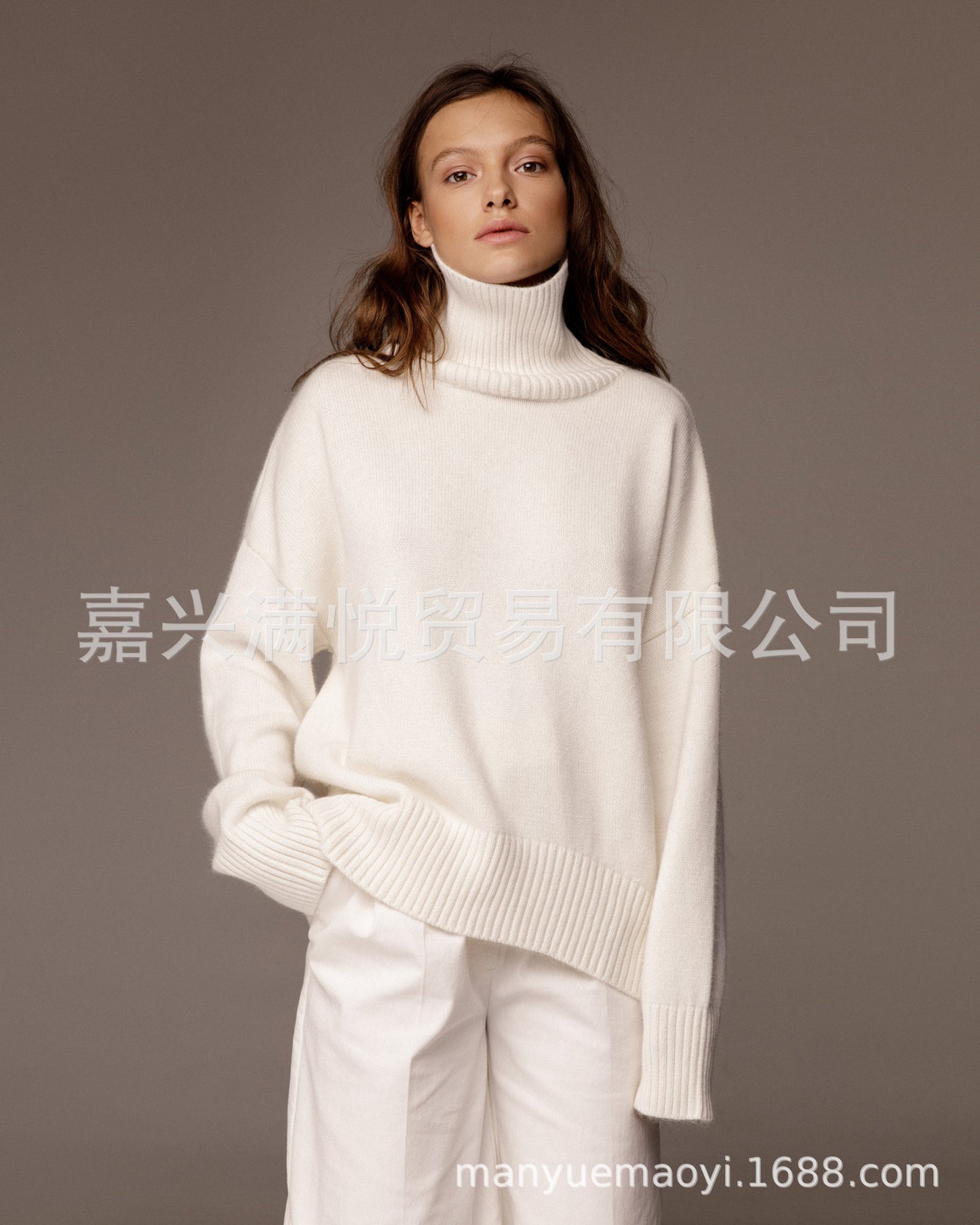 Thick Knit High Neck Sweater for Women | Fall & Winter Loose Fit Pullover