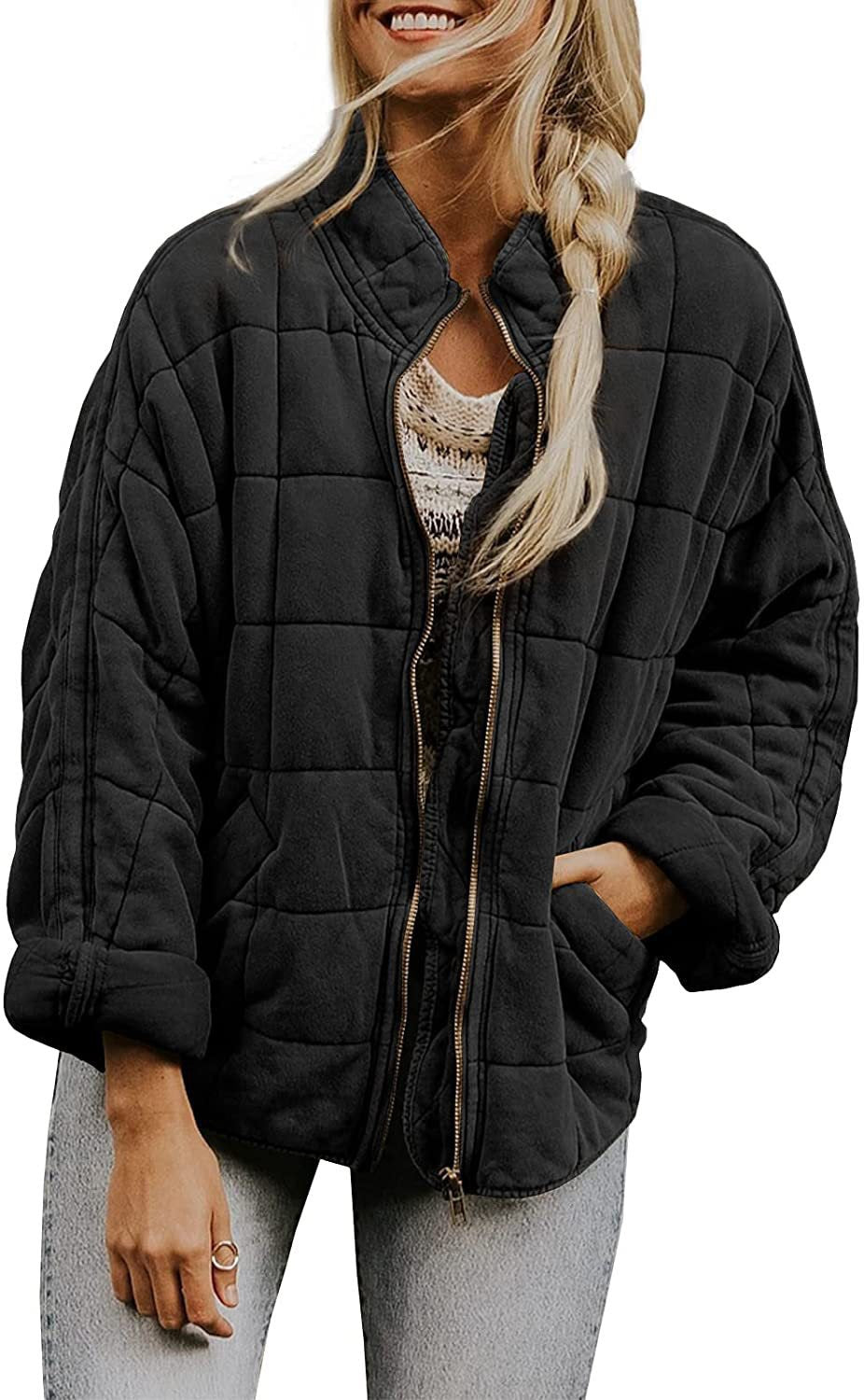 ✨ Solid Color Stand Collar Cotton Jacket for Women – Loose Fit Long Sleeve Pocket Coat