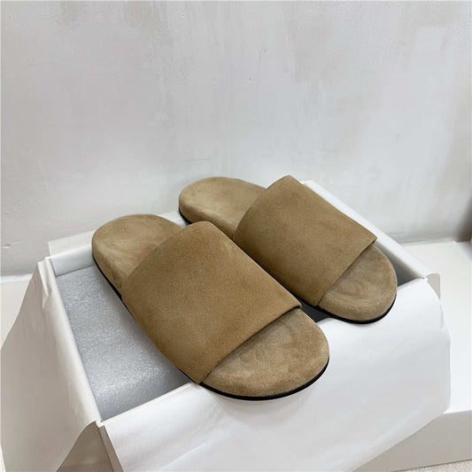 2025 New Women’s Suede Slide Sandals – Casual Half Mules Outdoor Flat Slippers