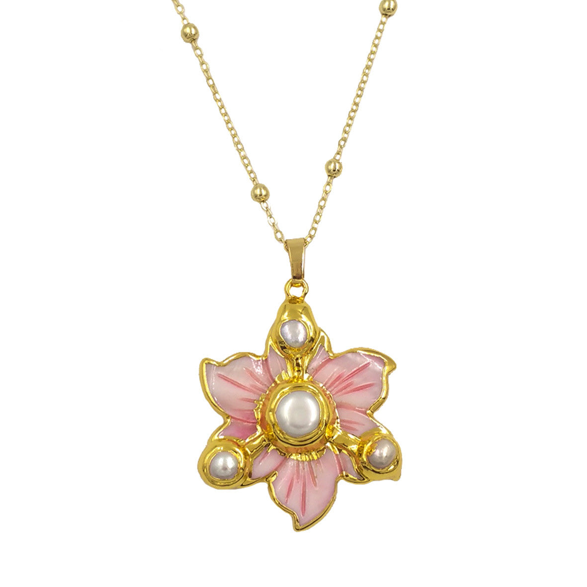 Floral Multicolor Shell & Pearl Inlay Necklace | Layered Women’s Jewelry