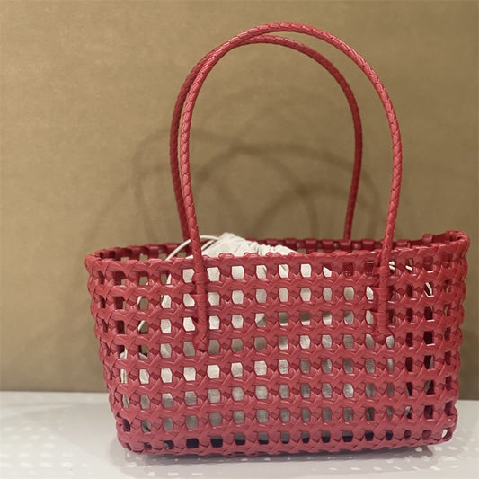 Women’s Hollow Woven Tote Bag – French Style Straw Basket Beach Bag