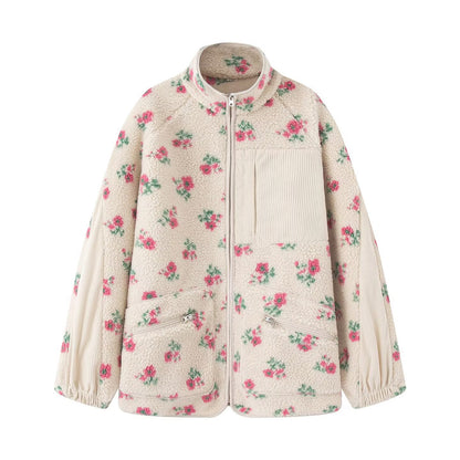 Autumn Winter 2025 Women’s Floral Lambswool Pullover – Loose Cozy Sweatshirt