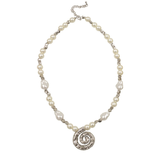 Stylish Silver Brass Pendant with Faux Pearl | Everyday Sweater & Dress Accessory for Women