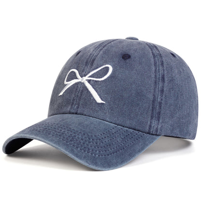 Trendy Women’s Bow Embroidery Baseball Hat – Casual Sun Protection Cap