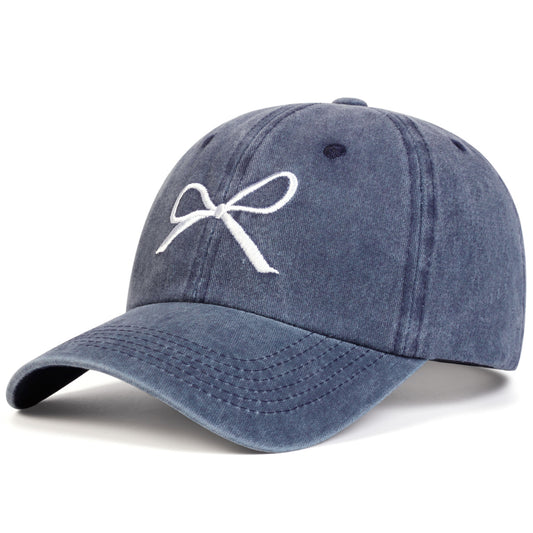 Trendy Women’s Bow Embroidery Baseball Hat – Casual Sun Protection Cap