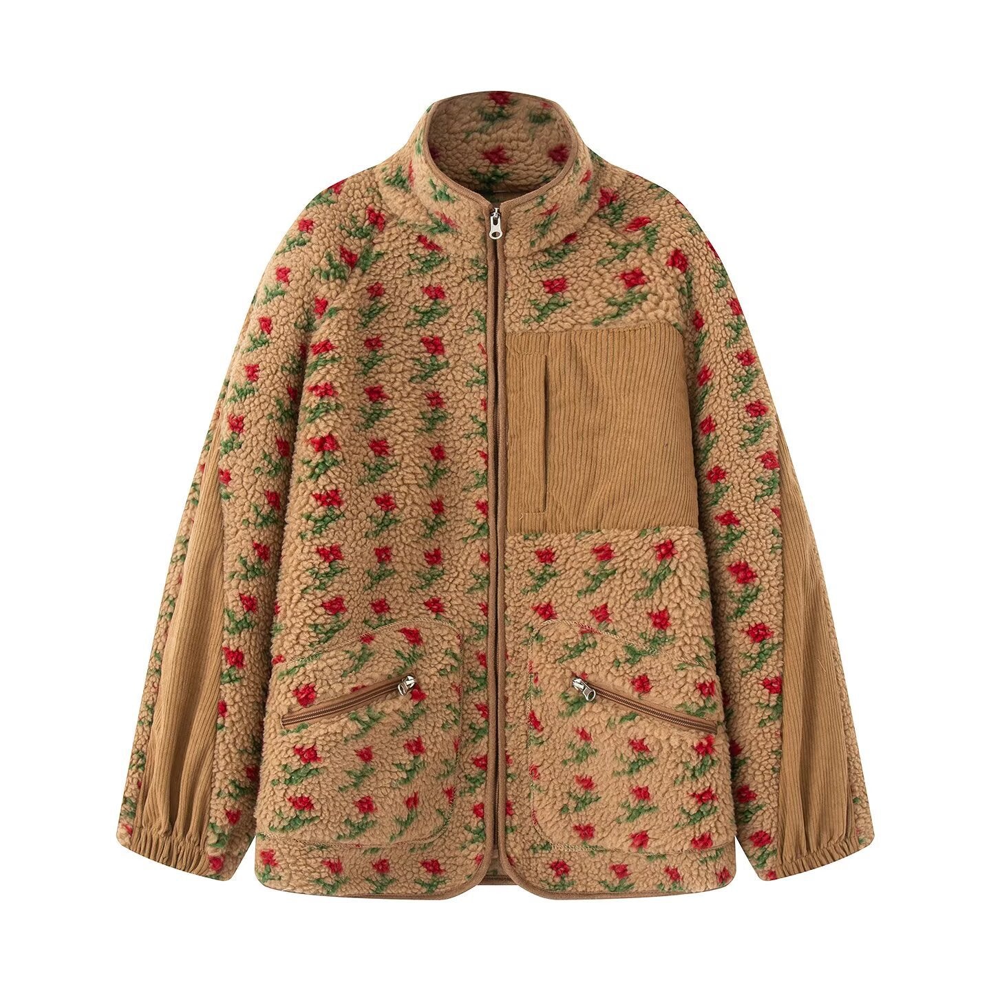 Autumn Winter 2025 Women’s Floral Lambswool Pullover – Loose Cozy Sweatshirt