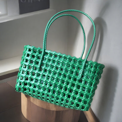 Women’s Hollow Woven Tote Bag – French Style Straw Basket Beach Bag