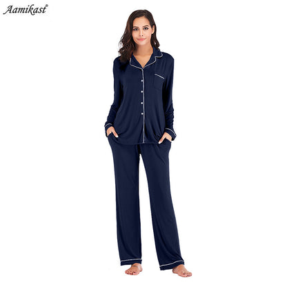 2025 Fall Winter Women’s Loungewear Set | Comfortable Modal Long Sleeve Top & Pants Pajamas