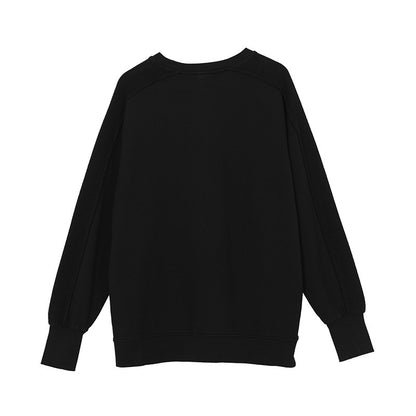 A06 Distressed Round Neck Sweatshirt – Women’s Split Hem & Sleeve Pullover