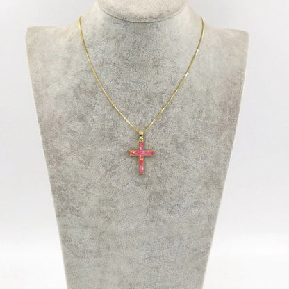 Natural Abalone Shell Shiny Powder White Shell Cross Pendant Necklace - Unique Couple's Jewelry
