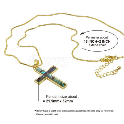 Natural Abalone Shell Shiny Powder White Shell Cross Pendant Necklace - Unique Couple's Jewelry