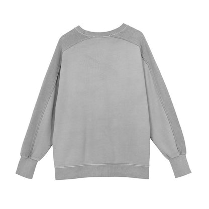 A06 Distressed Round Neck Sweatshirt – Women’s Split Hem & Sleeve Pullover