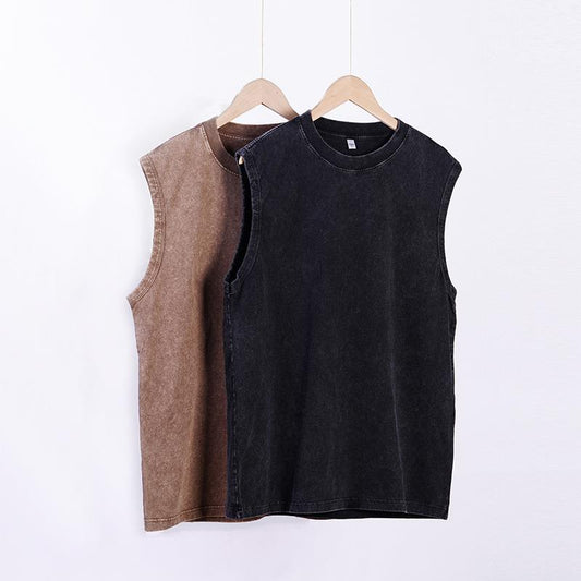 A05 Pure cotton washed distressed sleeveless t-shirt for men and women