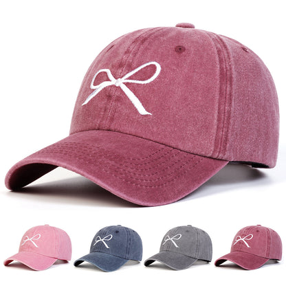 Trendy Women’s Bow Embroidery Baseball Hat – Casual Sun Protection Cap
