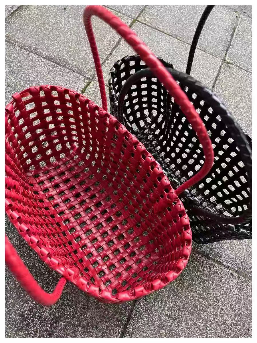 Women’s Hollow Woven Tote Bag – French Style Straw Basket Beach Bag