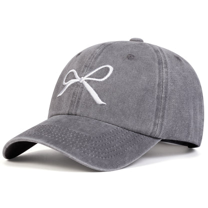 Trendy Women’s Bow Embroidery Baseball Hat – Casual Sun Protection Cap