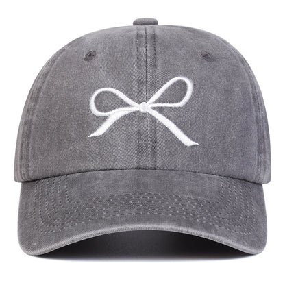 Trendy Women’s Bow Embroidery Baseball Hat – Casual Sun Protection Cap