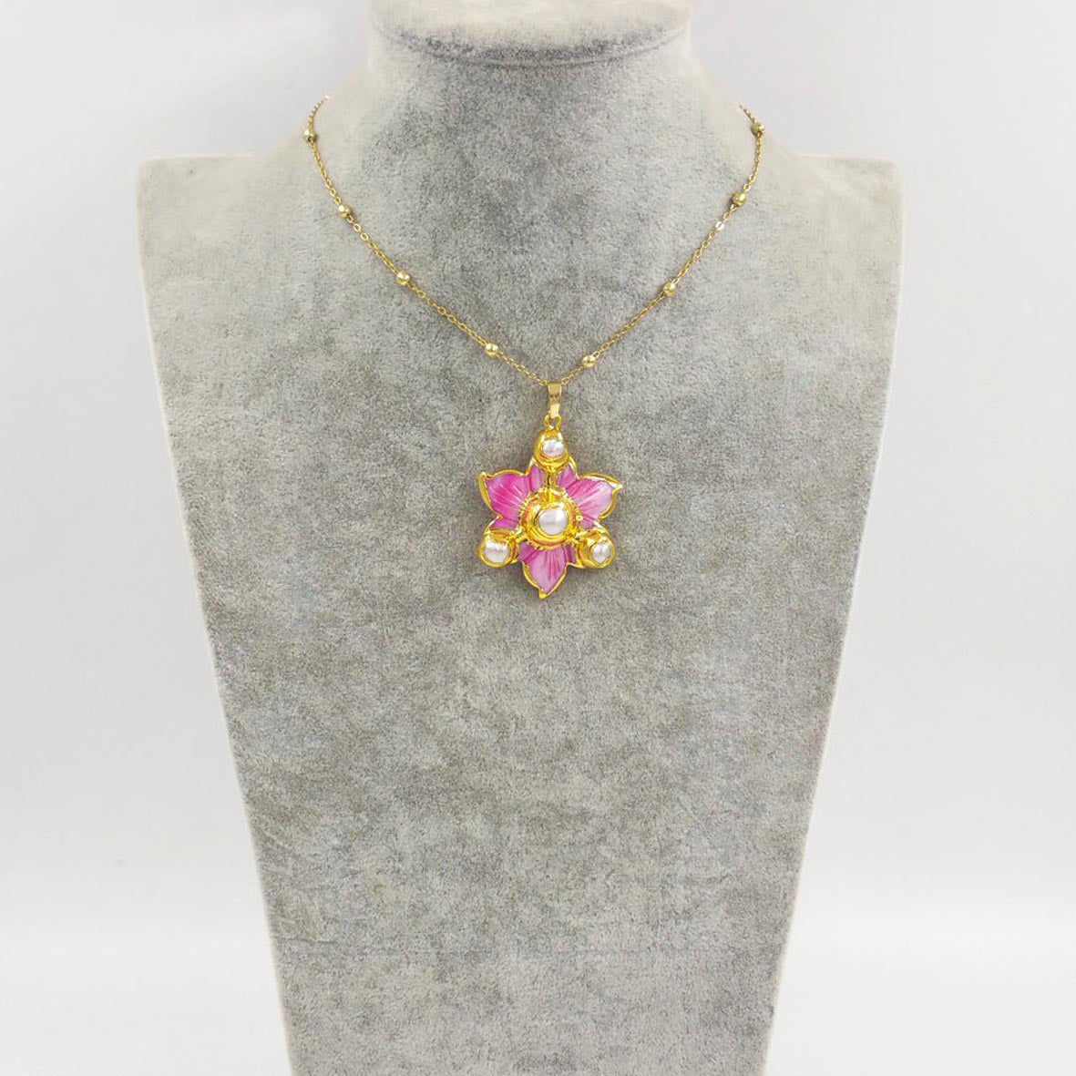 Floral Multicolor Shell & Pearl Inlay Necklace | Layered Women’s Jewelry