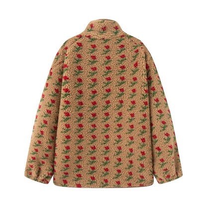 Autumn Winter 2025 Women’s Floral Lambswool Pullover – Loose Cozy Sweatshirt