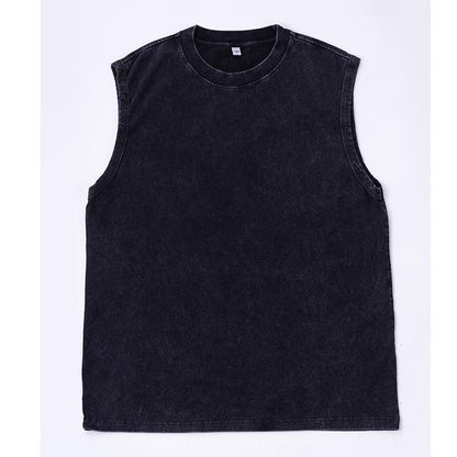 A05 Pure cotton washed distressed sleeveless t-shirt for men and women