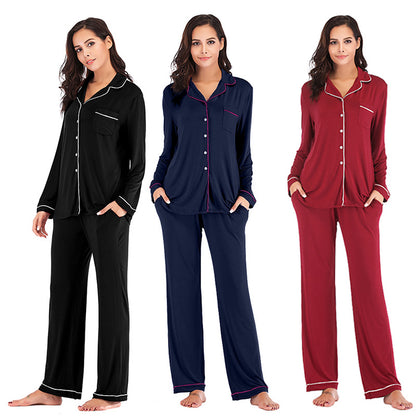 2025 Fall Winter Women’s Loungewear Set | Comfortable Modal Long Sleeve Top & Pants Pajamas