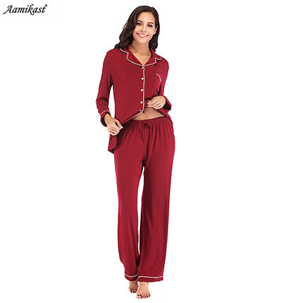 2025 Fall Winter Women’s Loungewear Set | Comfortable Modal Long Sleeve Top & Pants Pajamas