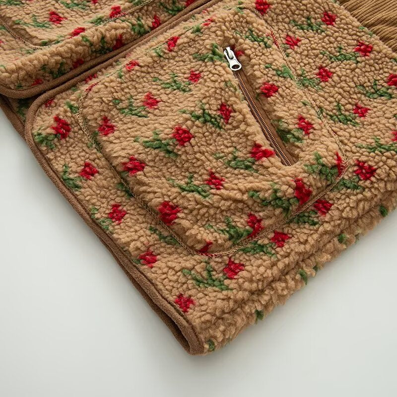 Autumn Winter 2025 Women’s Floral Lambswool Pullover – Loose Cozy Sweatshirt