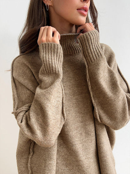 A13 Women’s Turtleneck Knit Sweater Set – Loose Fit Thick Knit Pants Outfit