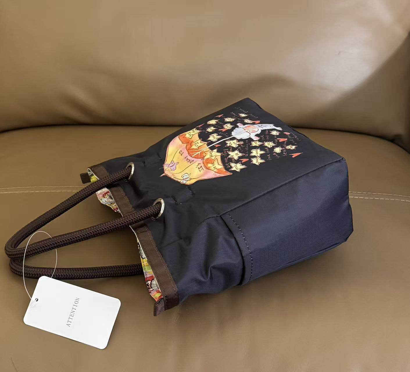Cartoon handbag female letter printing nylon handbag small tote bag tote bag 1114