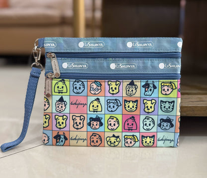 Women's hand rope, hand bag, two zippers, cosmetic bag, change bag, mobile phone bag.