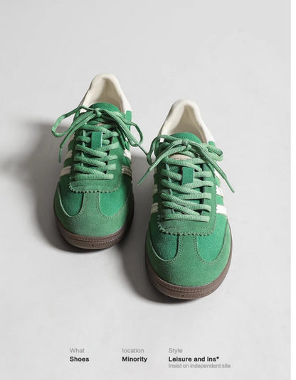 Women’s Retro Colorblock Sneakers – Raspberry Bear Classic Flat Casual Training Shoes
