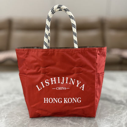Handbag female letter printing nylon handbag small tote bag tote bag 1114 outer brown inner orange