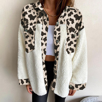 Women’s Fluffy Plaid Shirt Jacket | Single-Breasted Sweatshirt Cardigan SF