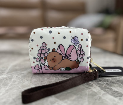 Home has cute pet series cartoon change earphones makeup storage clutch bag 6701 with hand strap