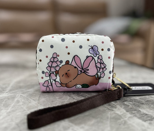 Home has cute pet series cartoon change earphones makeup storage clutch bag 6701 with hand strap