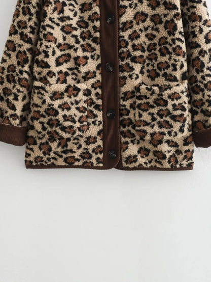 Women’s Autumn Winter Leopard Print Jacket | Casual Loose Fit Long Sleeve Outerwear