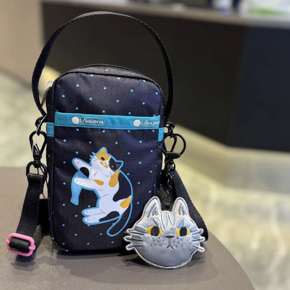 Three-flower cat messenger bag, women's mobile phone bag, portable small bag, mobile phone bag, change bag, casual 3505.