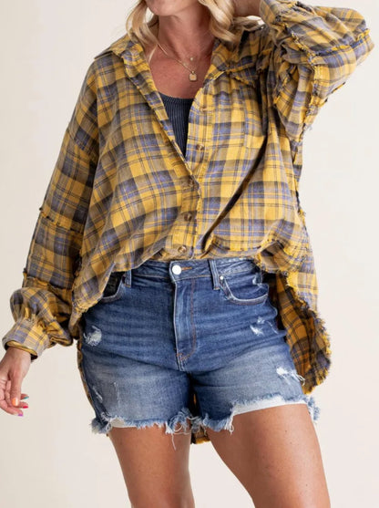 Autumn Fashion Tassel Cardigan | Loose Casual Plaid Shirt for Women