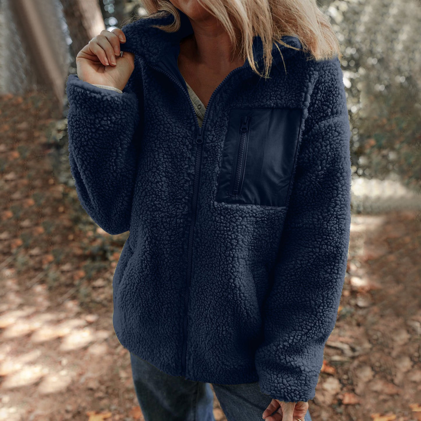 2025 New Faux Shearling Zipper Jacket | Warm & Stylish Solid Color Fleece Coat for Winter