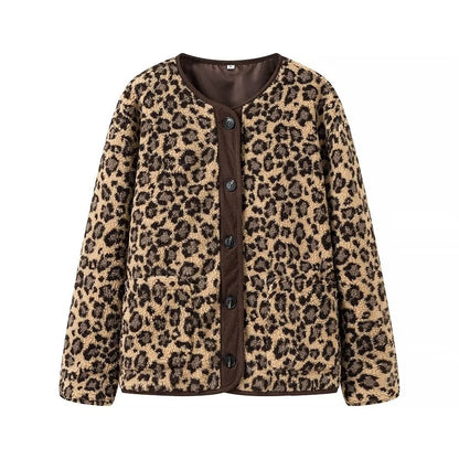 Women’s Autumn Winter Leopard Print Jacket | Casual Loose Fit Long Sleeve Outerwear