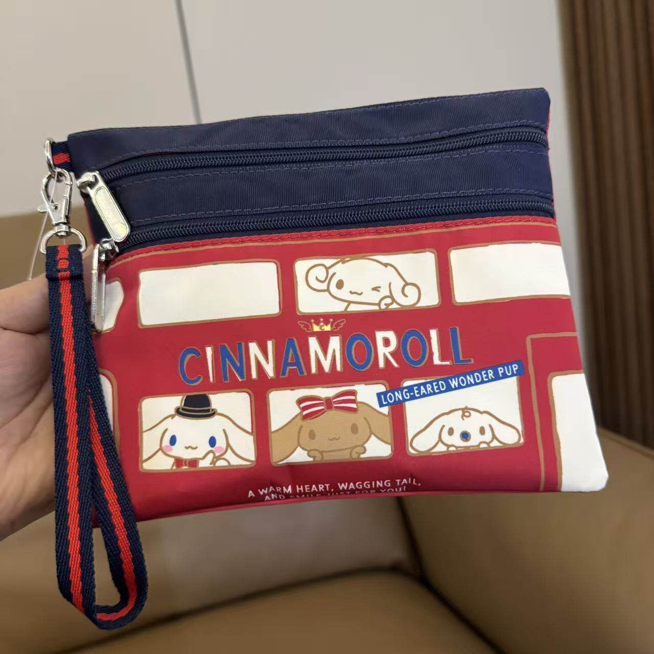 Women's hand rope, hand bag, two zippers, cosmetic bag, change bag, mobile phone bag.