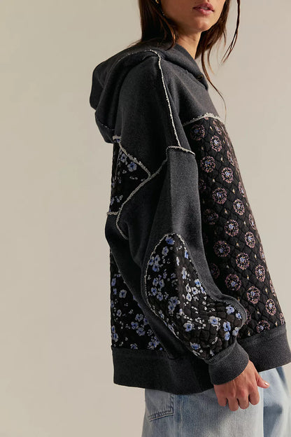 Women’s Embroidered Hoodie | Fall Winter Patchwork Pullover Casual Sweatshirt
