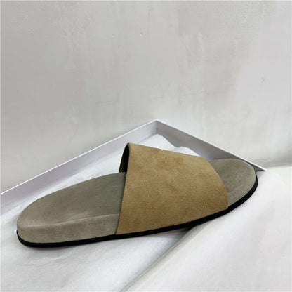 2025 New Women’s Suede Slide Sandals – Casual Half Mules Outdoor Flat Slippers