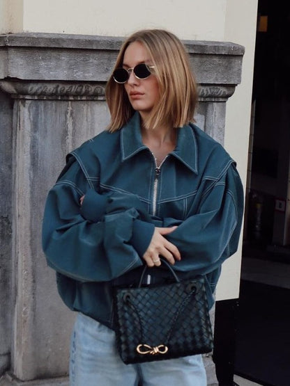 Women’s Retro Loose-Fit Jacket – Autumn Winter Fashionable American Style Outerwear