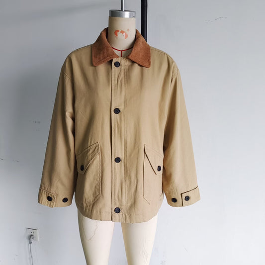 2025 Women’s Autumn Winter Colorblock Cotton Jacket – Fashionable European & American Style Outerwear