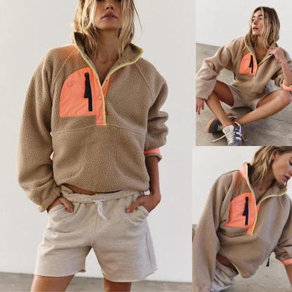 Women’s Lightweight Fleece Pullover Jacket | Short Casual Autumn Coat