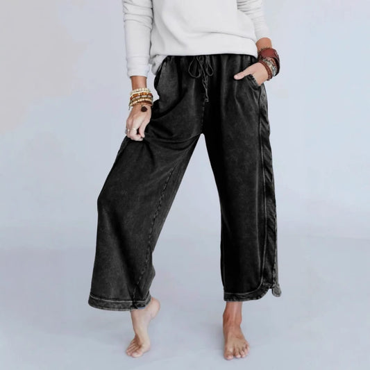 2025 Vintage Washed Casual Drawstring Pants | Women’s Retro Relaxed Fit Trousers