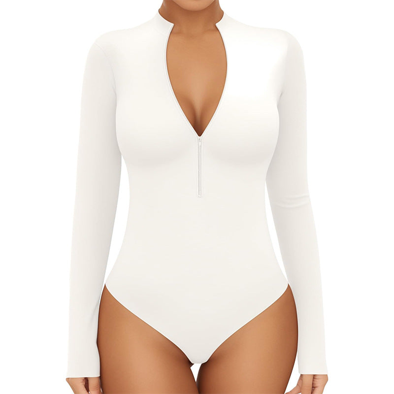 Autumn and winter fine thread zipper one-piece yoga suit high intensity training long sleeve one-piece onesie